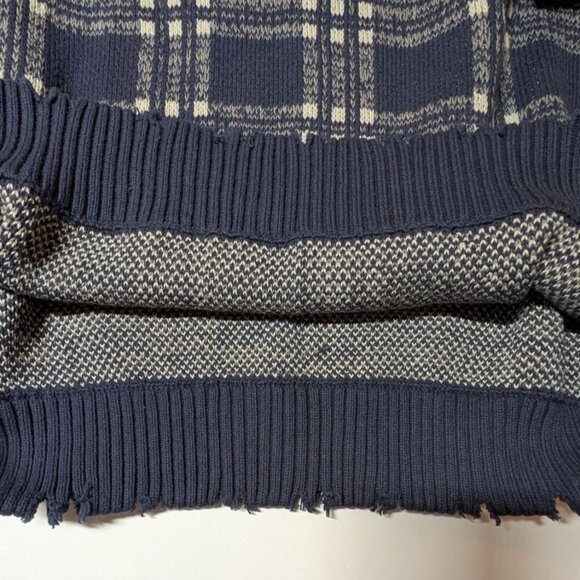 Navy Plaid Graphic Sweater NWT Mens XL Teen Selling Poetry 100% Cotton Unvesno - Picture 11 of 14